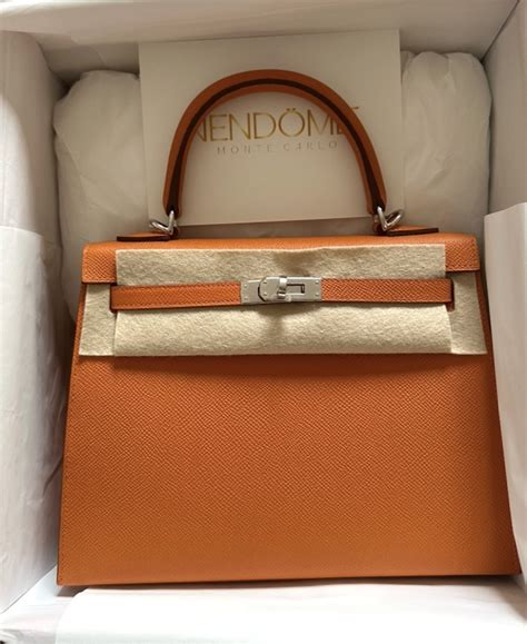 Hermès Orange Epsom Sellier Kelly 25 Palladium Hardware, .